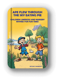 Vintage children's book cover of two kids outdoors with a pie and a bird.