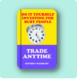 Book cover of "Trade Anytime" by Ritchey Madsurf with a clock and bold colors.