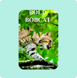 A bold bobcat snarling in the wild among green foliage.