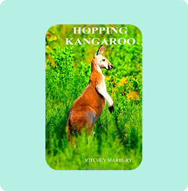 A kangaroo hopping through a lush green field.